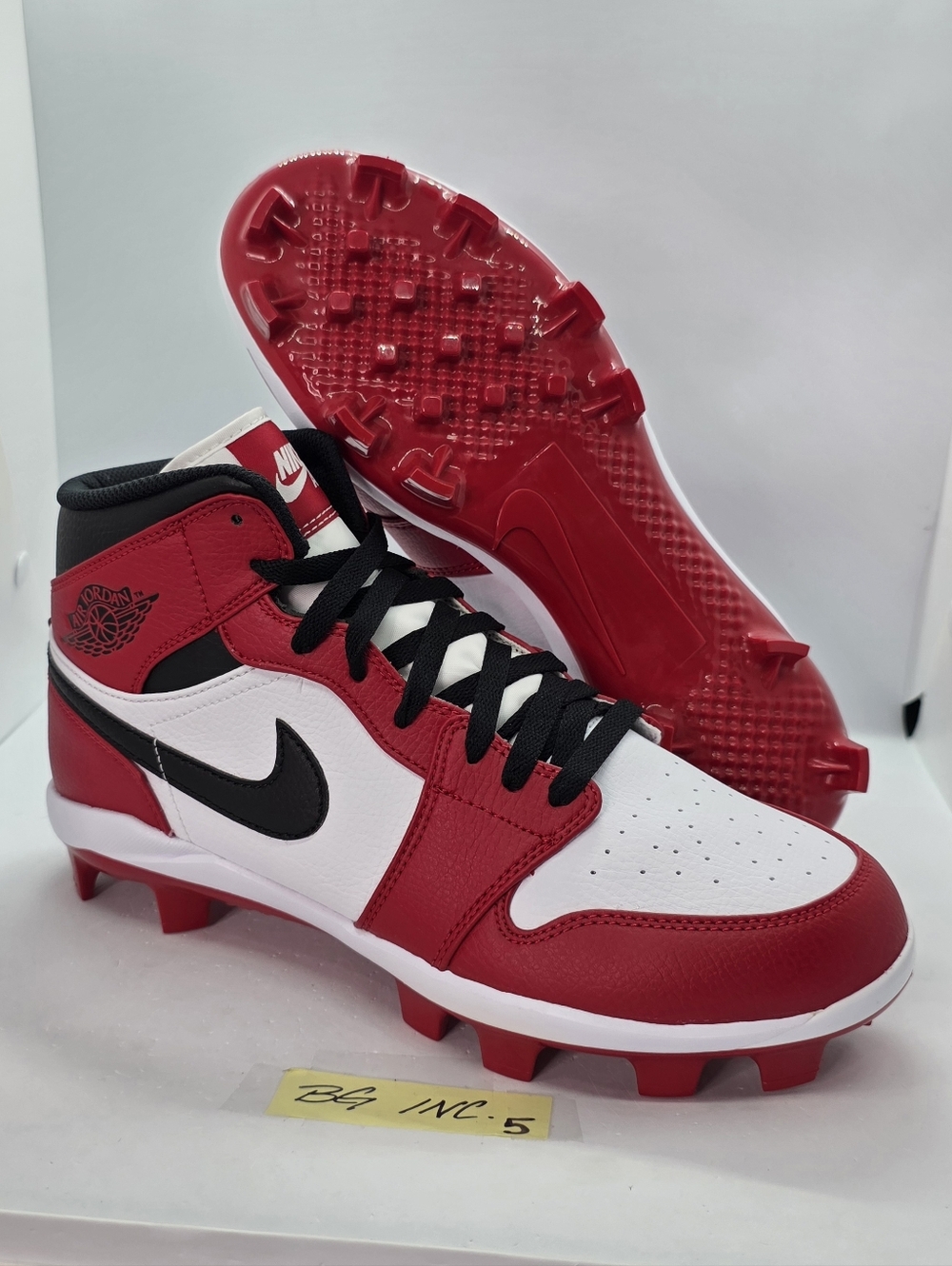 Nike Air Jordan 1 Retro MCS Baseball Cleats Chicago Blk Red Men sz 10 AV5354-611